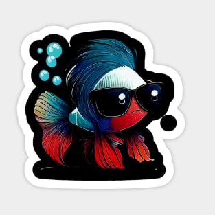COOL BETTA FISH WITH SUNGLASSES Sticker